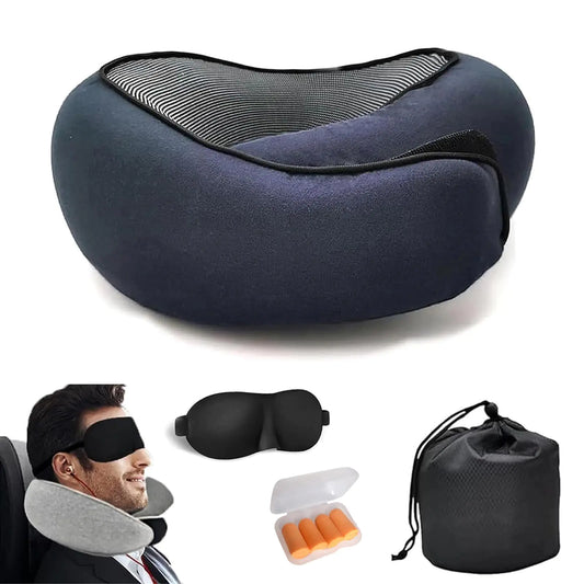 Travel Neck Pillows for Airplanes 2025 New Travel Pillow Neck Travel Pillow Memory Foam Airplane Pillow Soft Airplane Neck Pillow for Airplanes Offices and Cars(Dark Blue)